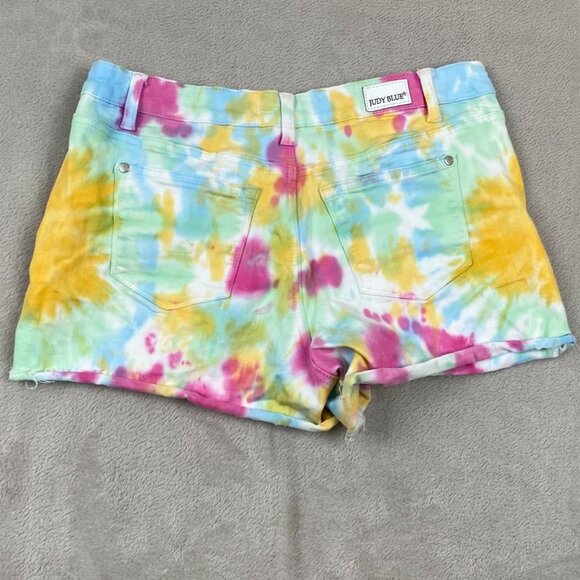 Judy Blue Woman's Tie-Dye Denim Shorts L Multicolor Cotton Blend Comfortable Sty - Picture 13 of 13